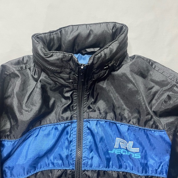 Vtg Polo Jeans Ralph Lauren Packable Hood Track Jacket Men Small Zip Black Blue - Picture 4 of 8